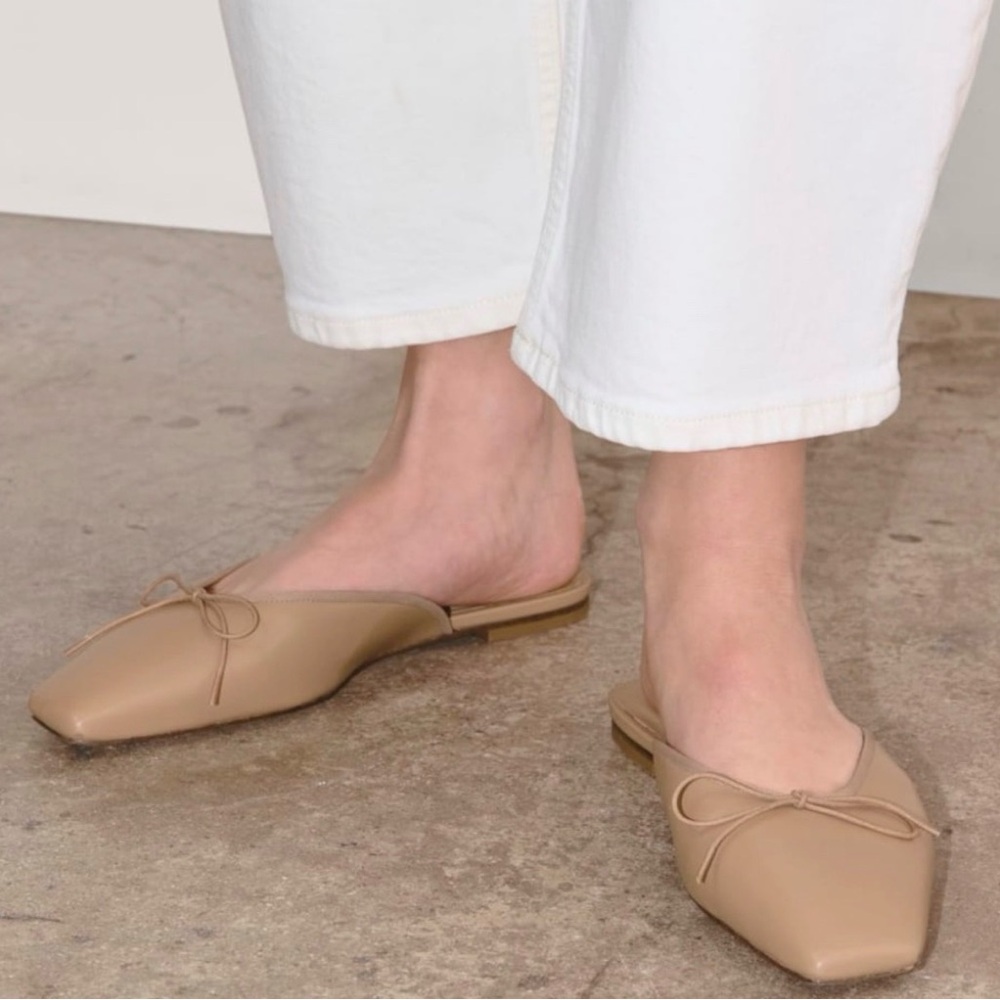 Everlane Ballet Mule Beige Square-Toe Size 10.5